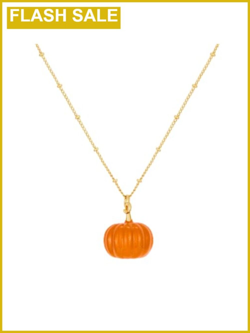 Pumpkin Pendant Necklace Gold Plated Brass Satellite Chain Halloween